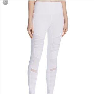 White High Wasted Moto Yoga Pants